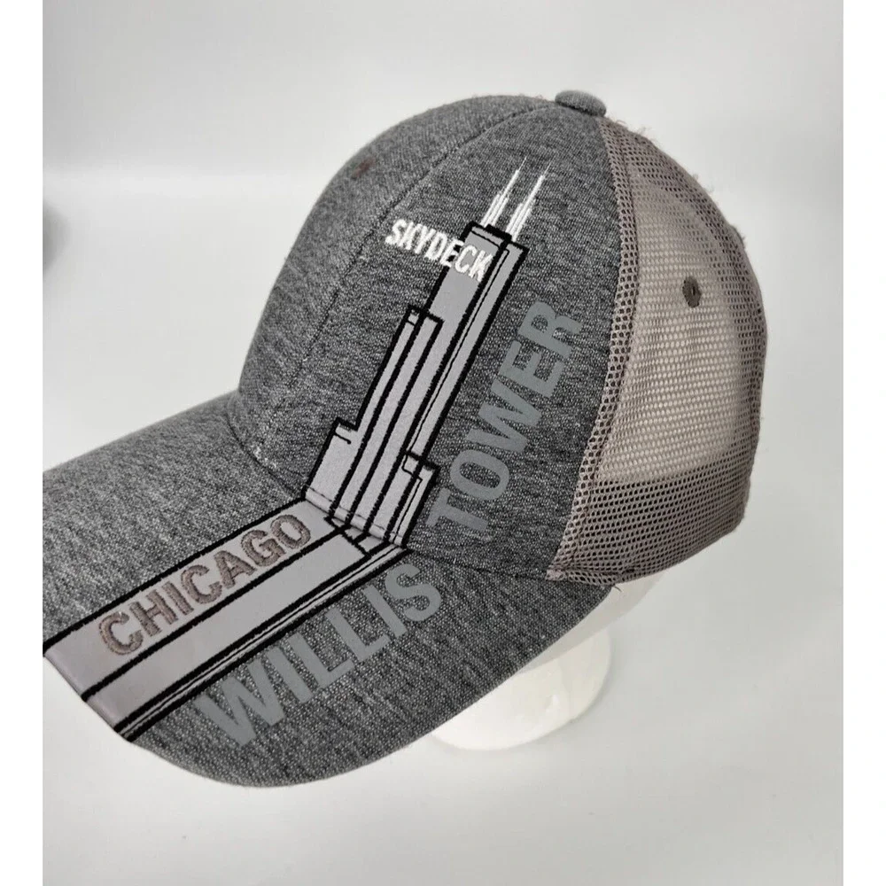 Willis Tower Chicago Skydeck Logo One Size Hat Cap Gray Unisex Adjustable Strap